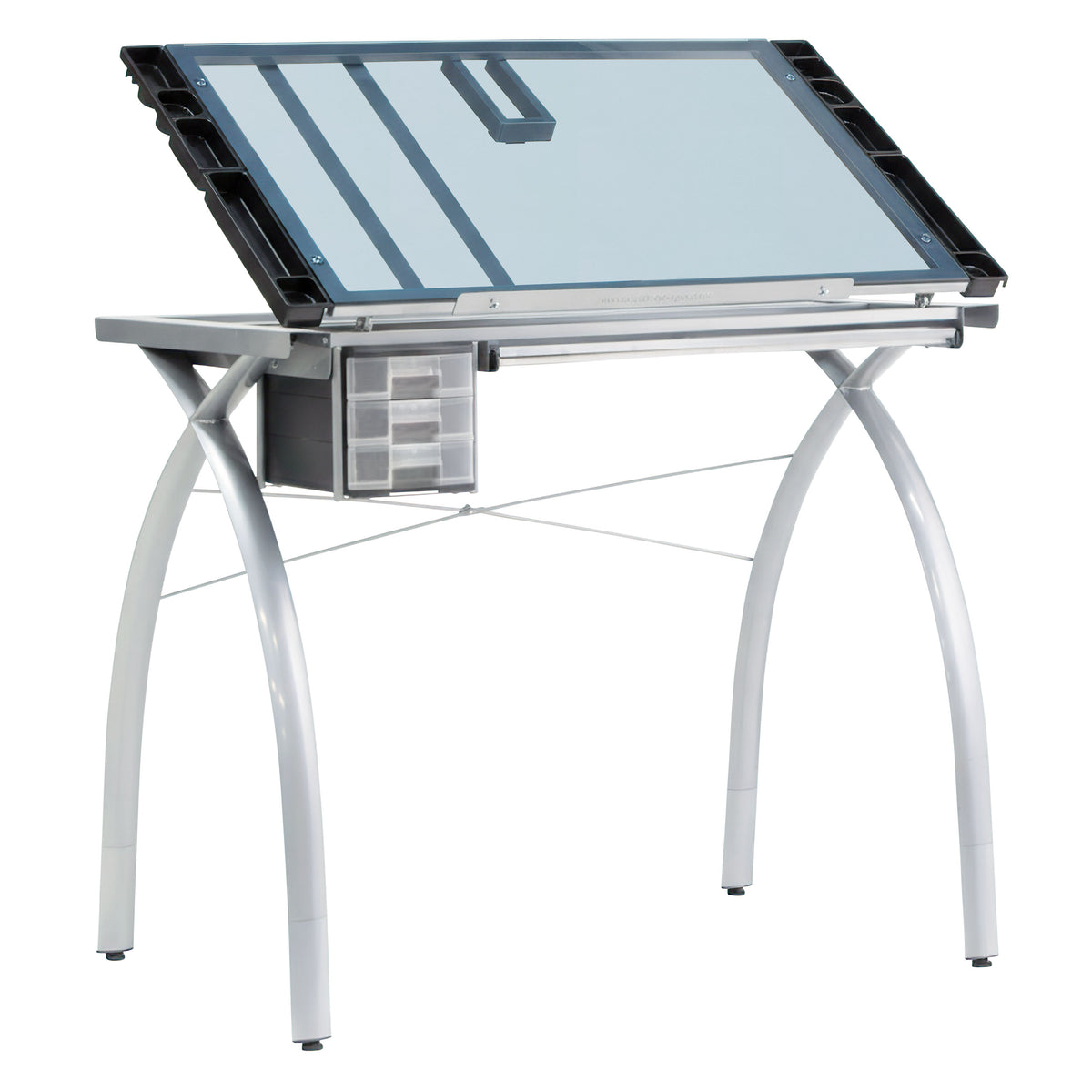 Futura Deluxe Drafting Table with Light Pad Support Bars & Drafting He ...