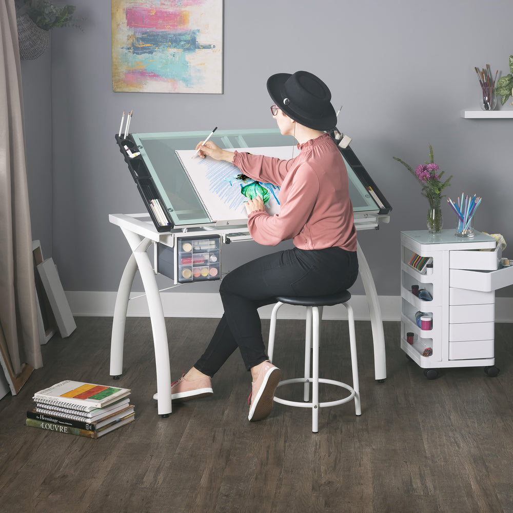 Futura Craft, Drafting, Drawing Table with Adjustable Top and Supply S ...