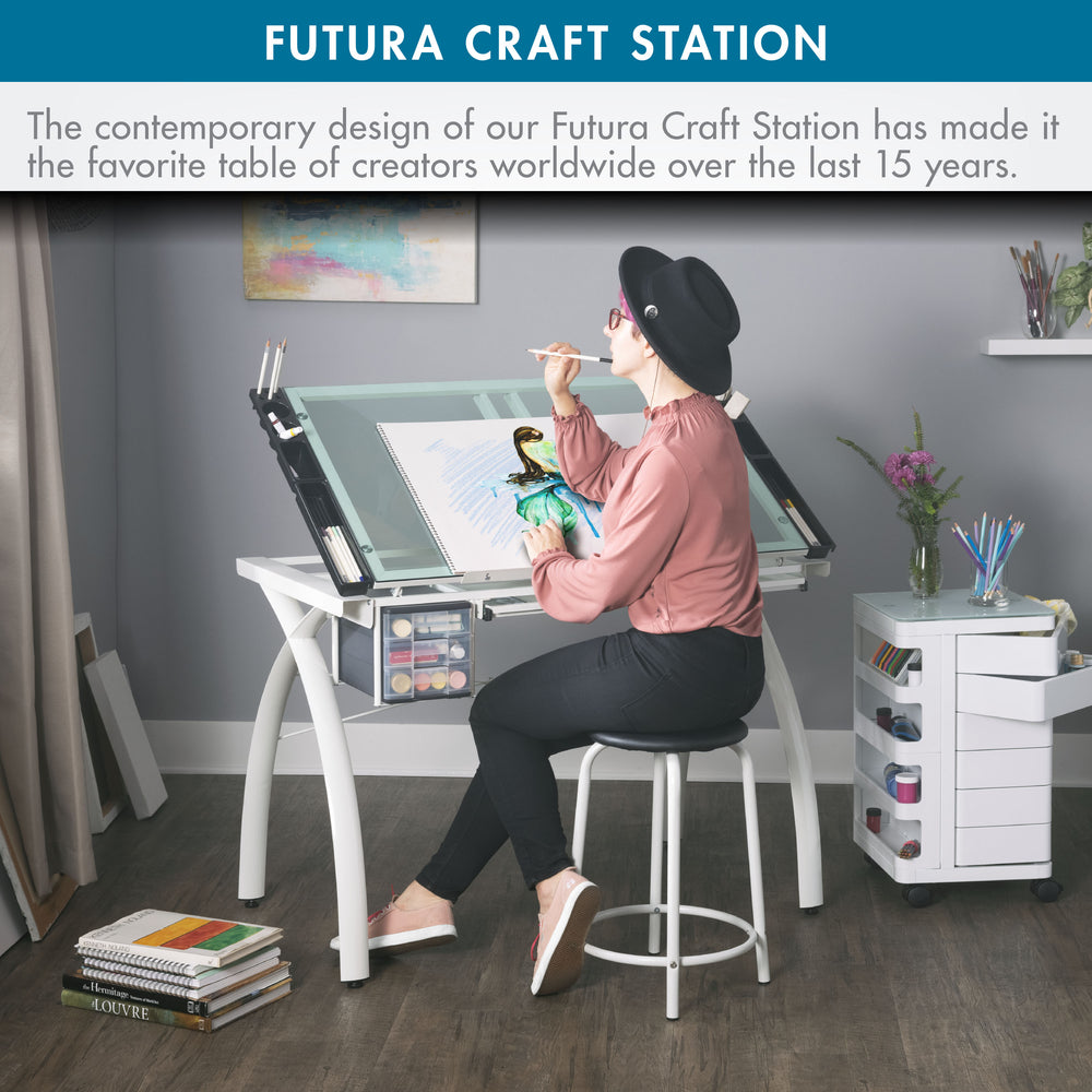 Futura Craft, Drafting, Drawing Table with Adjustable Top and Supply S ...