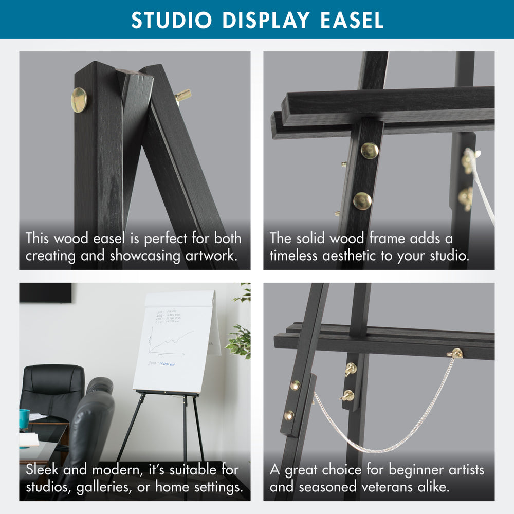 Wood A-Frame Tripod Display Easel Stand – Adjustable Wooden Art Stand ...