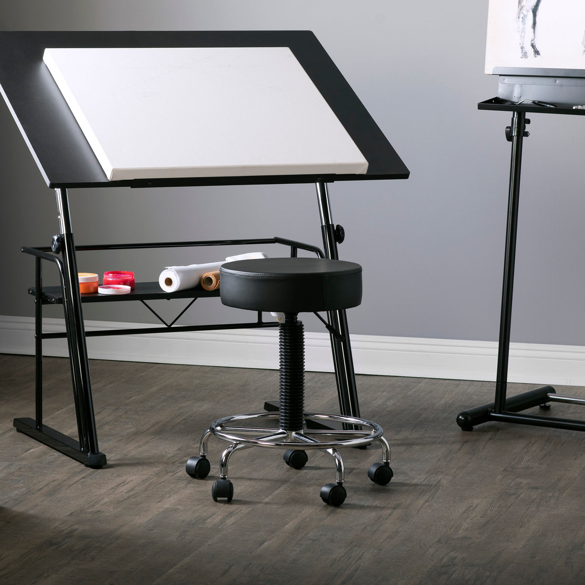 Deluxe Padded Height Adjustable Stool, Black 13175 – Studio Designs
