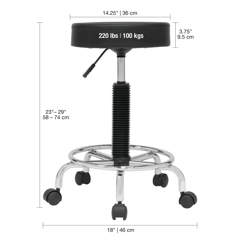 Deluxe Padded Height Adjustable Stool, Black 13175 – Studio Designs