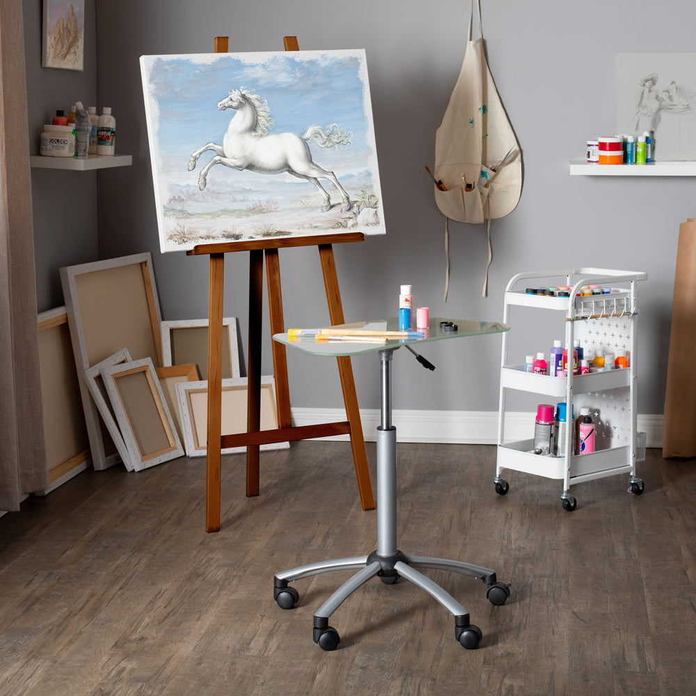 Wood Museum Art Display Easel for Artists and Galleries-Rustic Oak