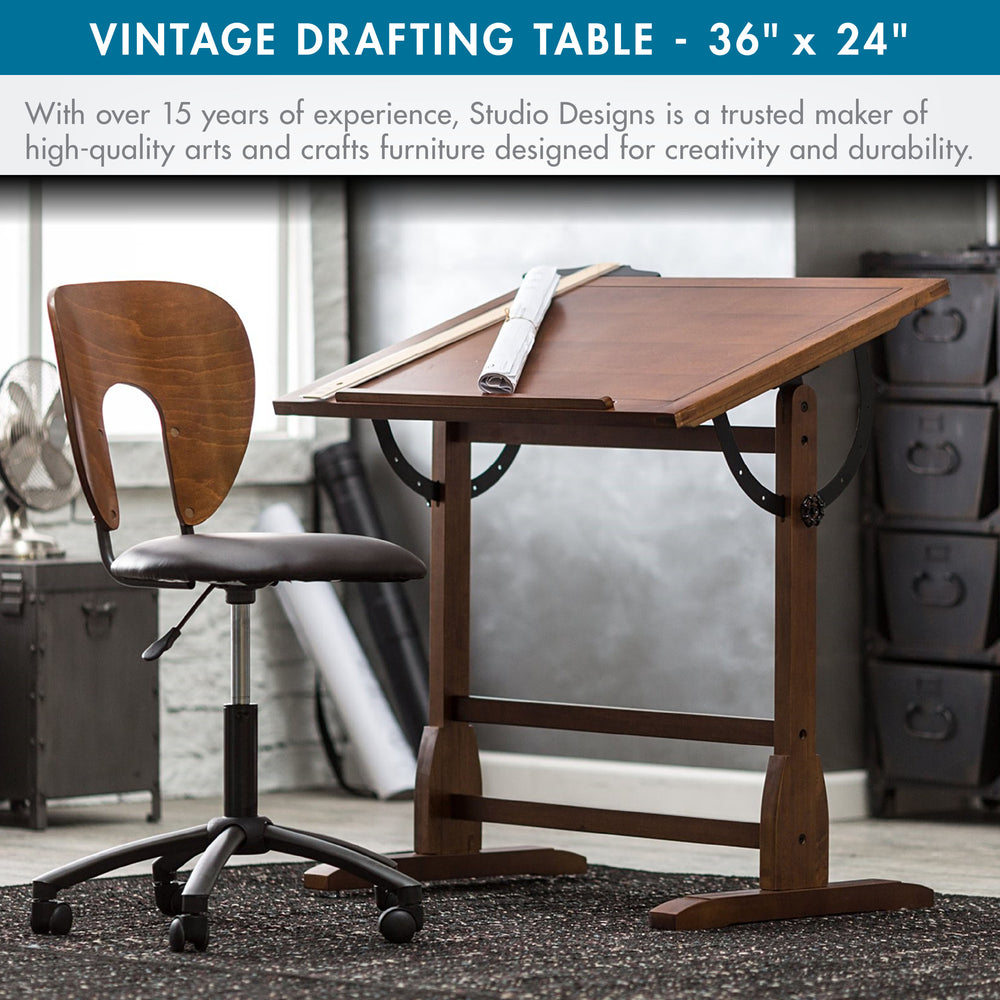 Vintage Solid Wood Drawing/Drafting Table with 36