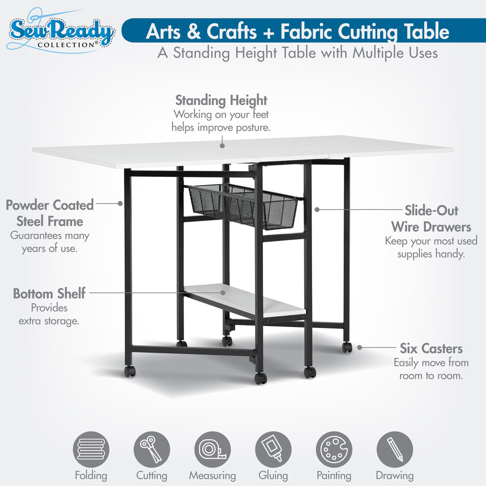 Standing Height Mobile Fabric Cutting Hobby Table with Storage - 58.75 ...