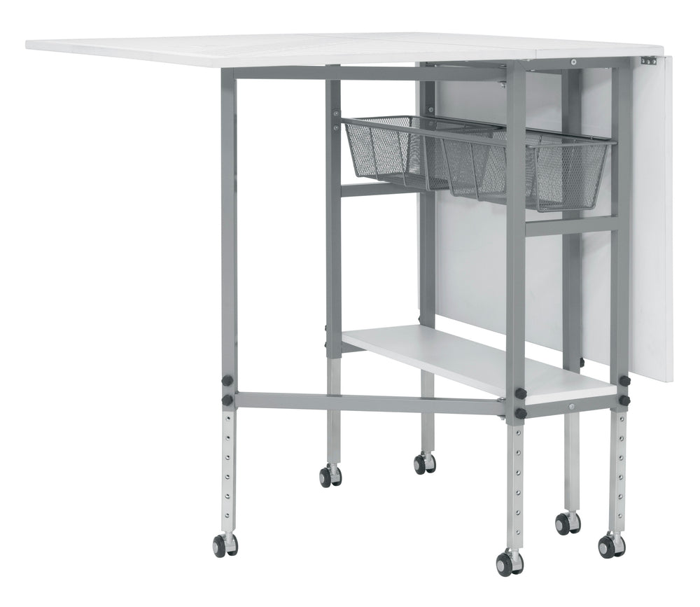 Hobby Fabric Cutting Table with Grid & Guides, Mobile, Folding, Height Adjustable with Storage - 13386