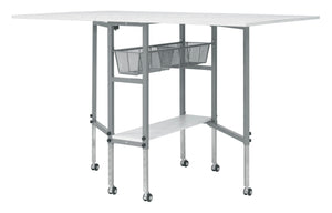 Hobby Fabric Cutting Table with Grid & Guides, Mobile, Folding, Height Adjustable with Storage - 13386