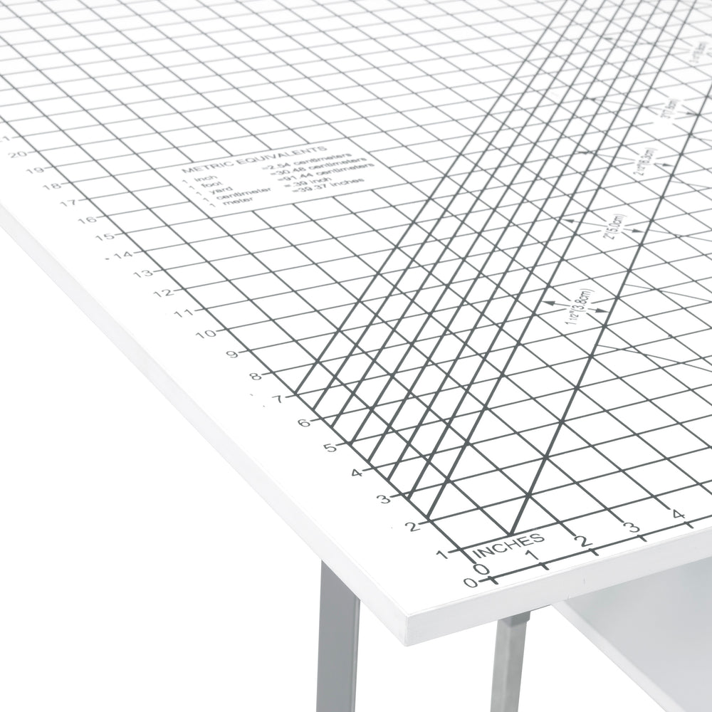 Hobby Fabric Cutting Table with Grid & Guides, Mobile, Folding, Height Adjustable with Storage - 13386