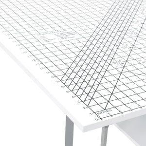 Hobby Fabric Cutting Table with Grid & Guides, Mobile, Folding, Height Adjustable with Storage - 13386