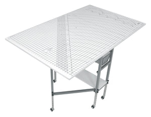 Hobby Fabric Cutting Table with Grid & Guides, Mobile, Folding, Height Adjustable with Storage - 13386