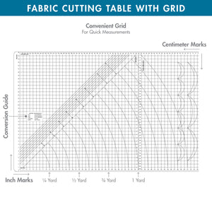Hobby Fabric Cutting Table with Grid & Guides, Mobile, Folding, Height Adjustable with Storage - 13386