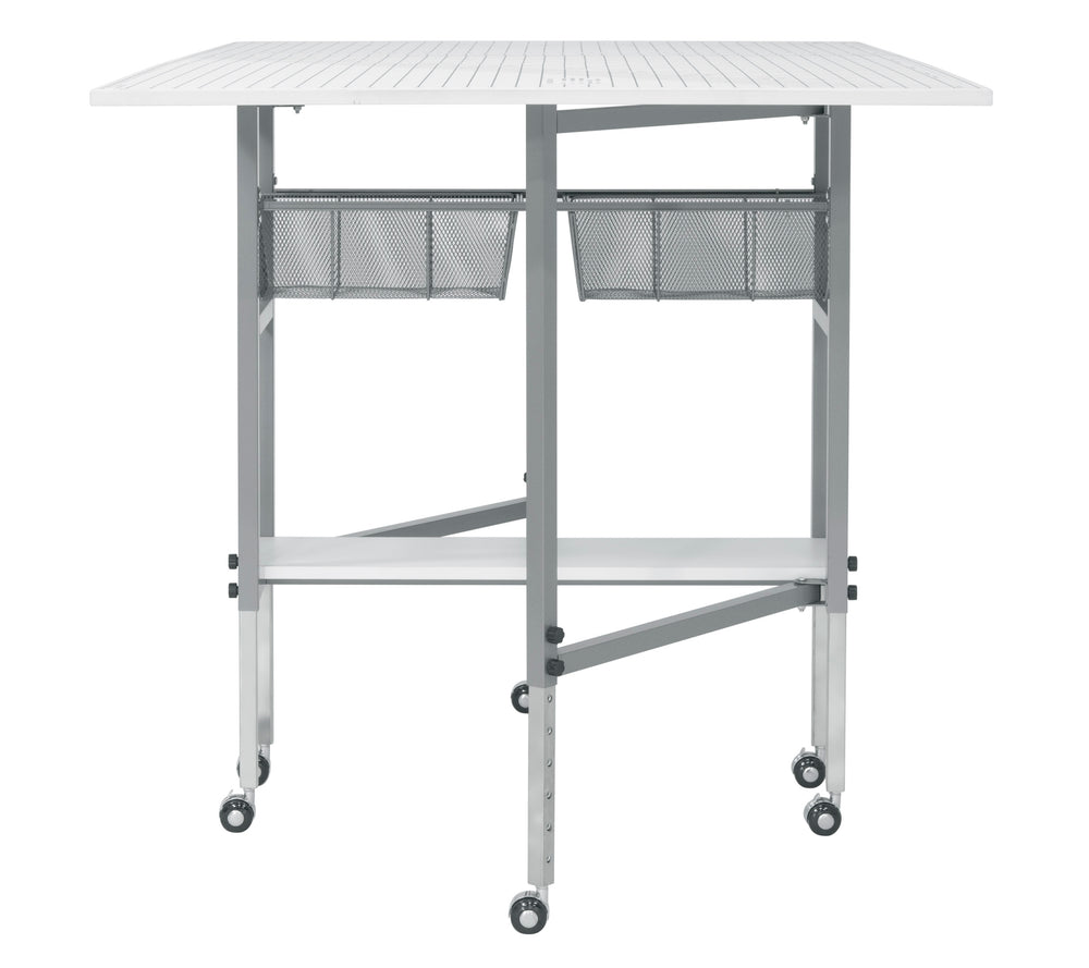 Hobby Fabric Cutting Table with Grid & Guides, Mobile, Folding, Height Adjustable with Storage - 13386