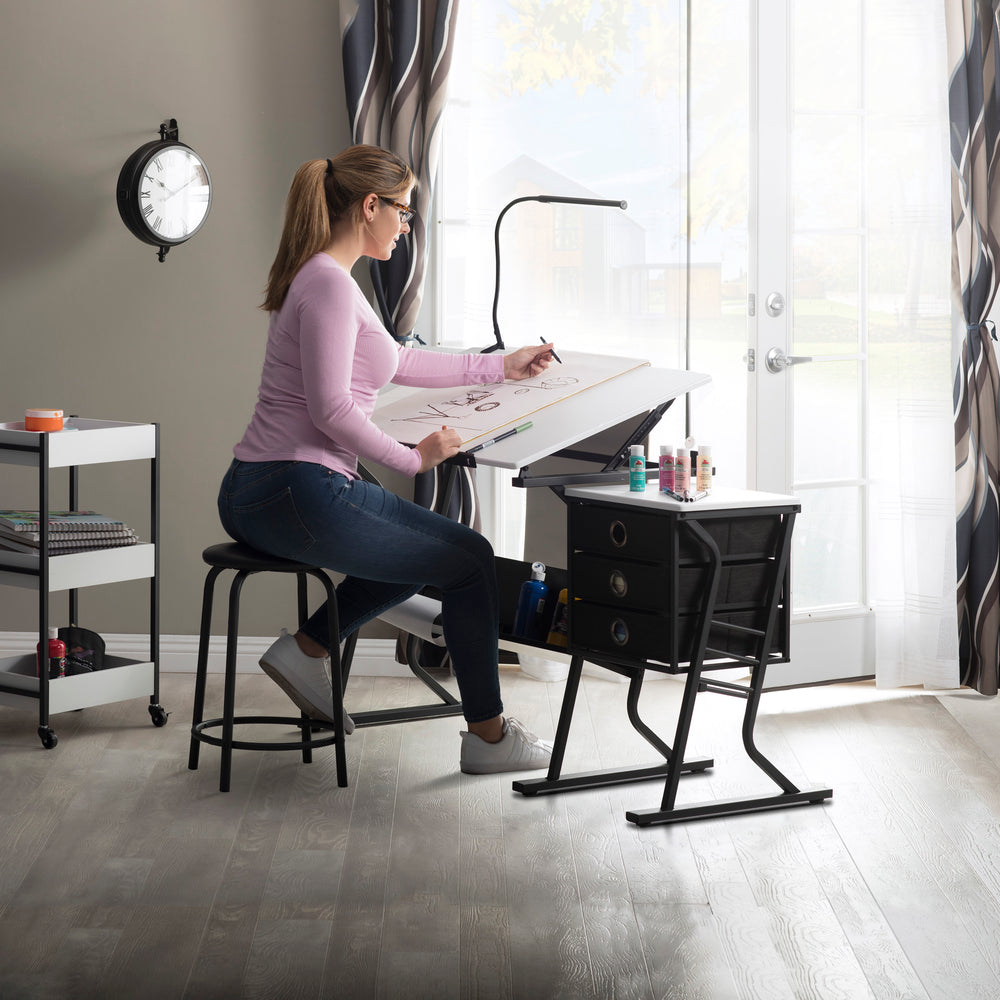 2 Piece Eclipse Ultra Center/Drawing Table with Angle Adjustable Top ...