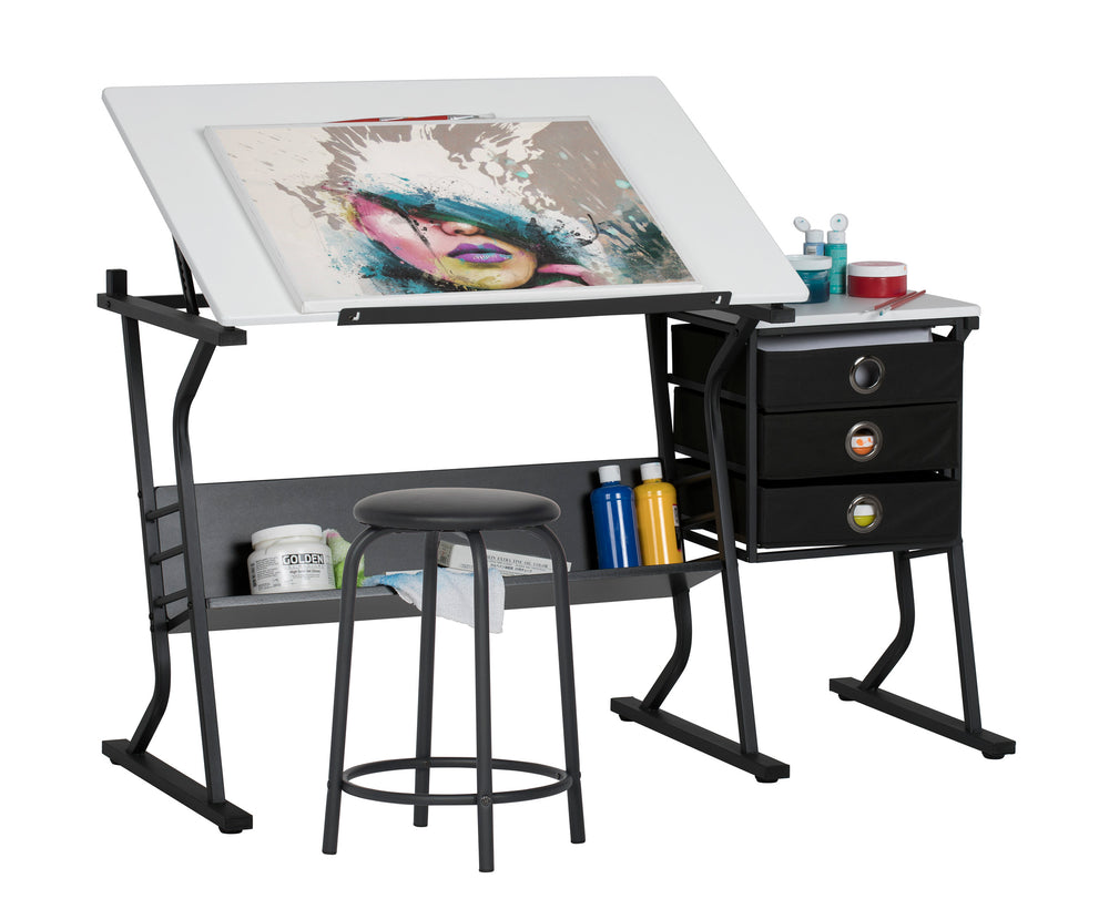 2 Piece Eclipse Ultra Center/Drawing Table with Angle Adjustable Top ...