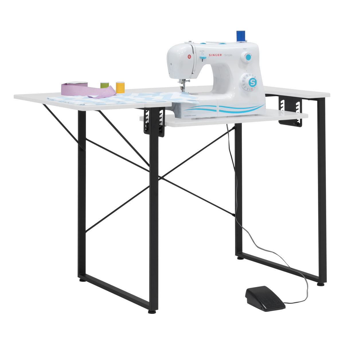 Dart Sewing Machine Table with Folding Top and Height Adjustable Platf ...