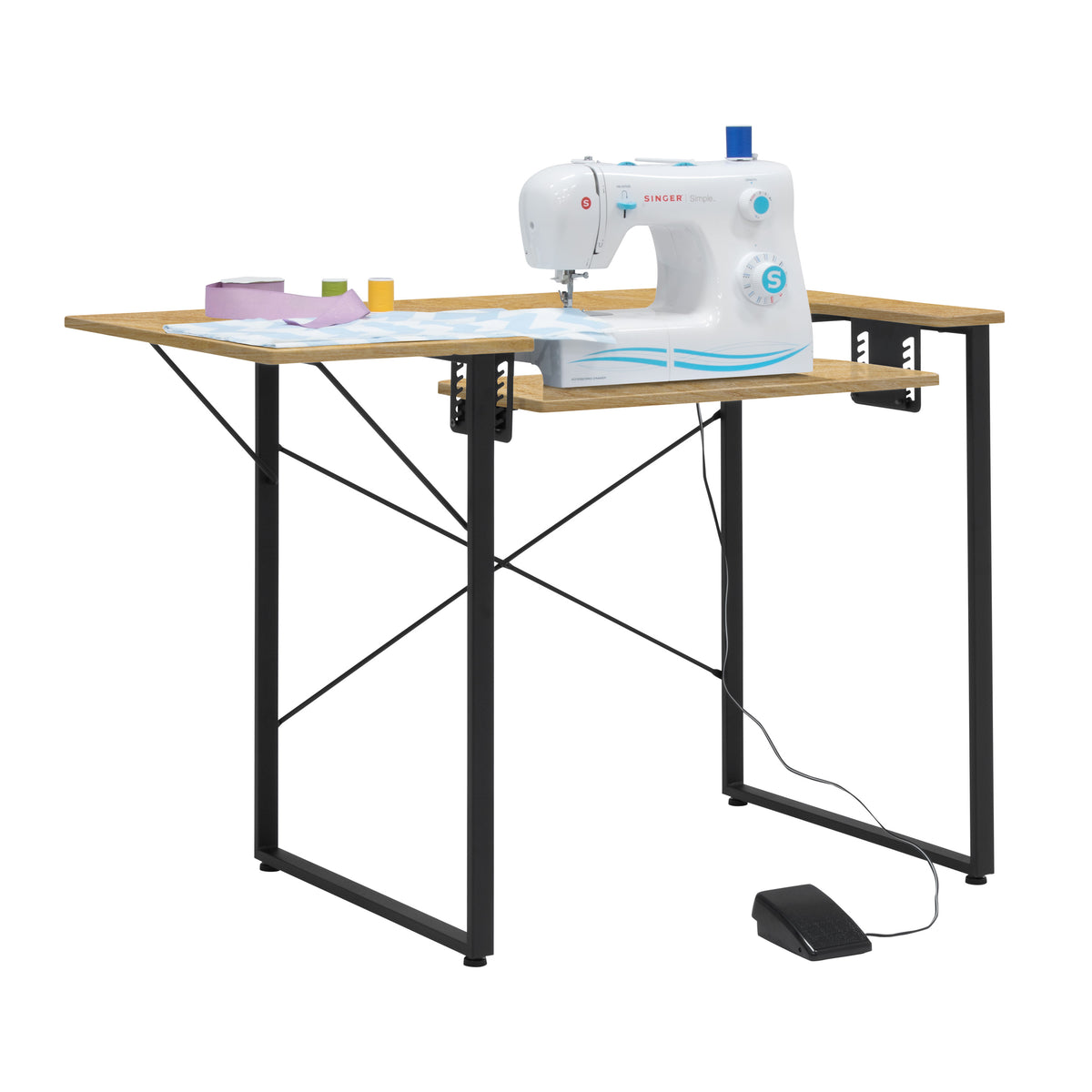 Dart Sewing Machine Table with Folding Top and Height Adjustable Platf ...