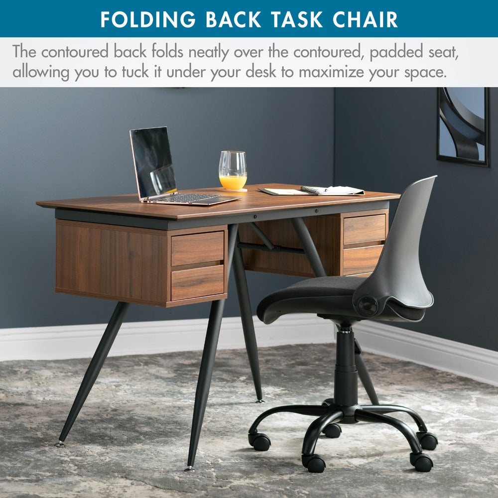 Folding Back Swivel Task Chair, Black 18616 – Studio Designs