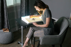 Sierra Height Adjustable Table Sit-to-Stand Desk with Wheels - Silver/Black - 51230