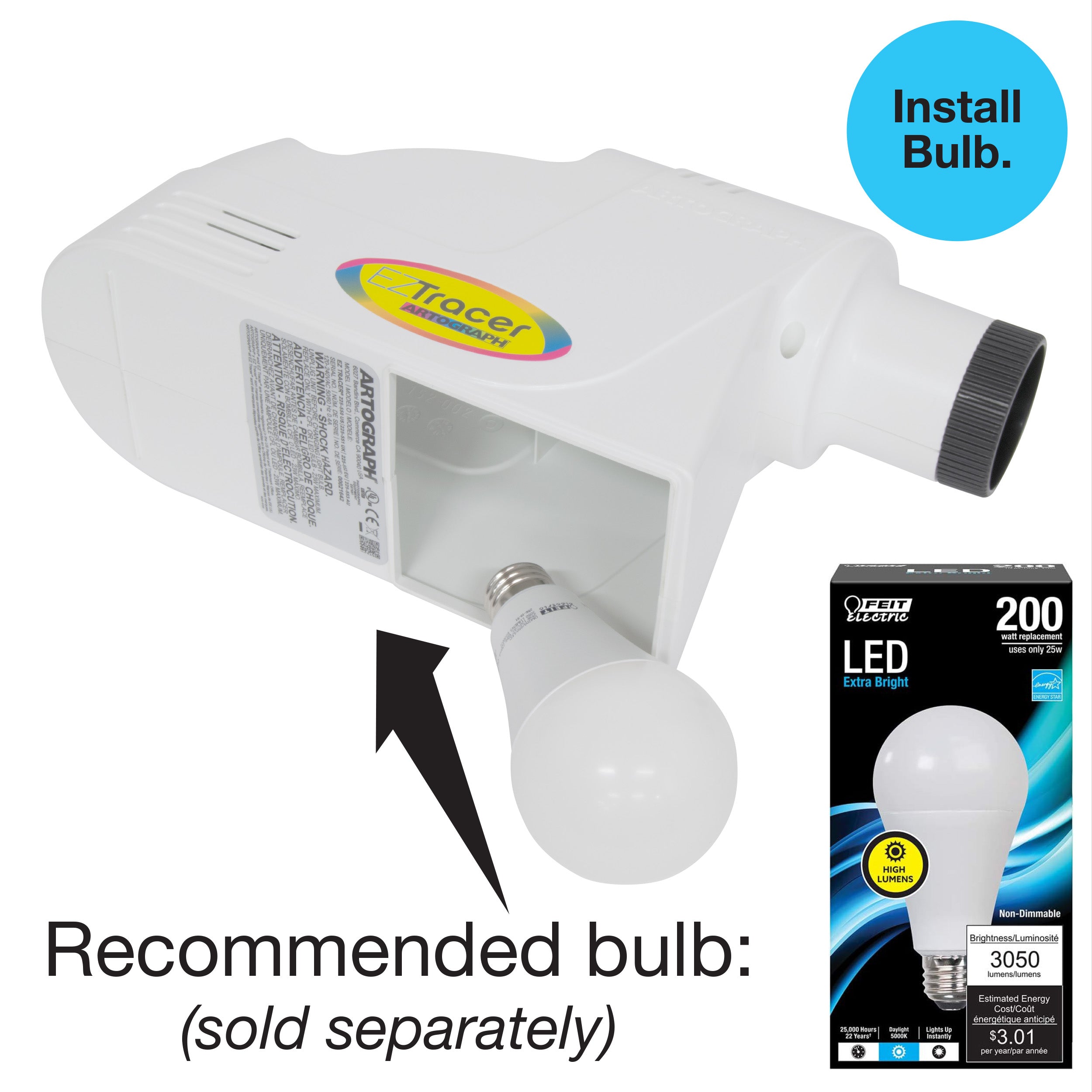 TRACER / EZ TRACER BULB 25W LED / 3050 LUMENS artograph