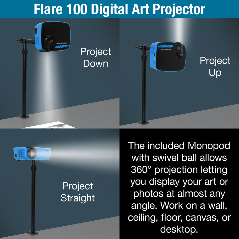 Flare 100 Digital Art Projector with Monopod Arm - 25707 – Studio Designs