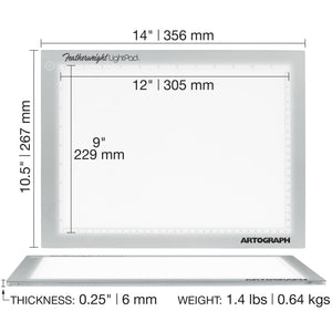 Featherweight 9" x 12" Ultra-Thin Dimmable Lightpad for Drawing and Tracing