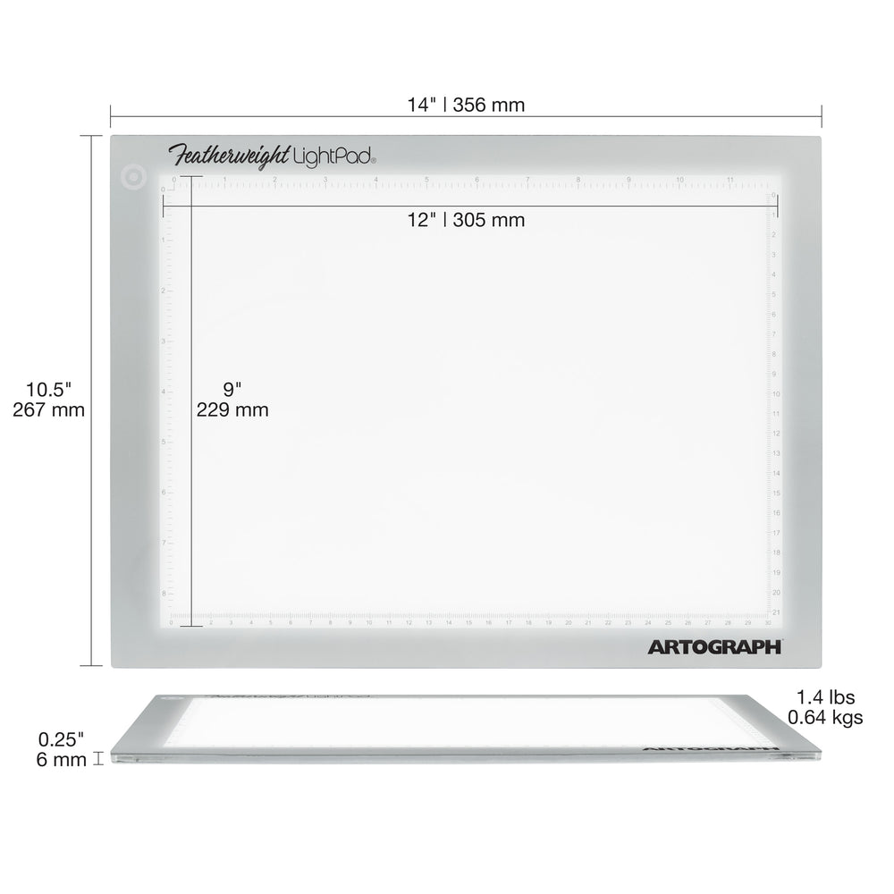 Featherweight 9" x 12" Ultra-Thin Dimmable Lightpad for Drawing and Tracing
