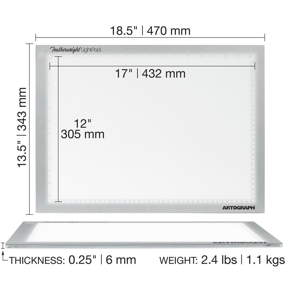 Featherweight 12" x 17" Ultra-Thin, Dimmable Lightpad for Drawing and Tracing