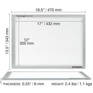 Featherweight 12" x 17" Ultra-Thin, Dimmable Lightpad for Drawing and Tracing