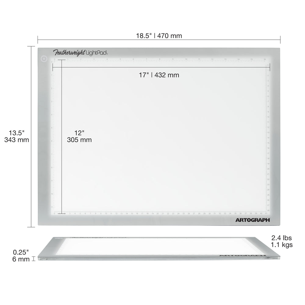 Featherweight 12" x 17" Ultra-Thin, Dimmable Lightpad for Drawing and Tracing