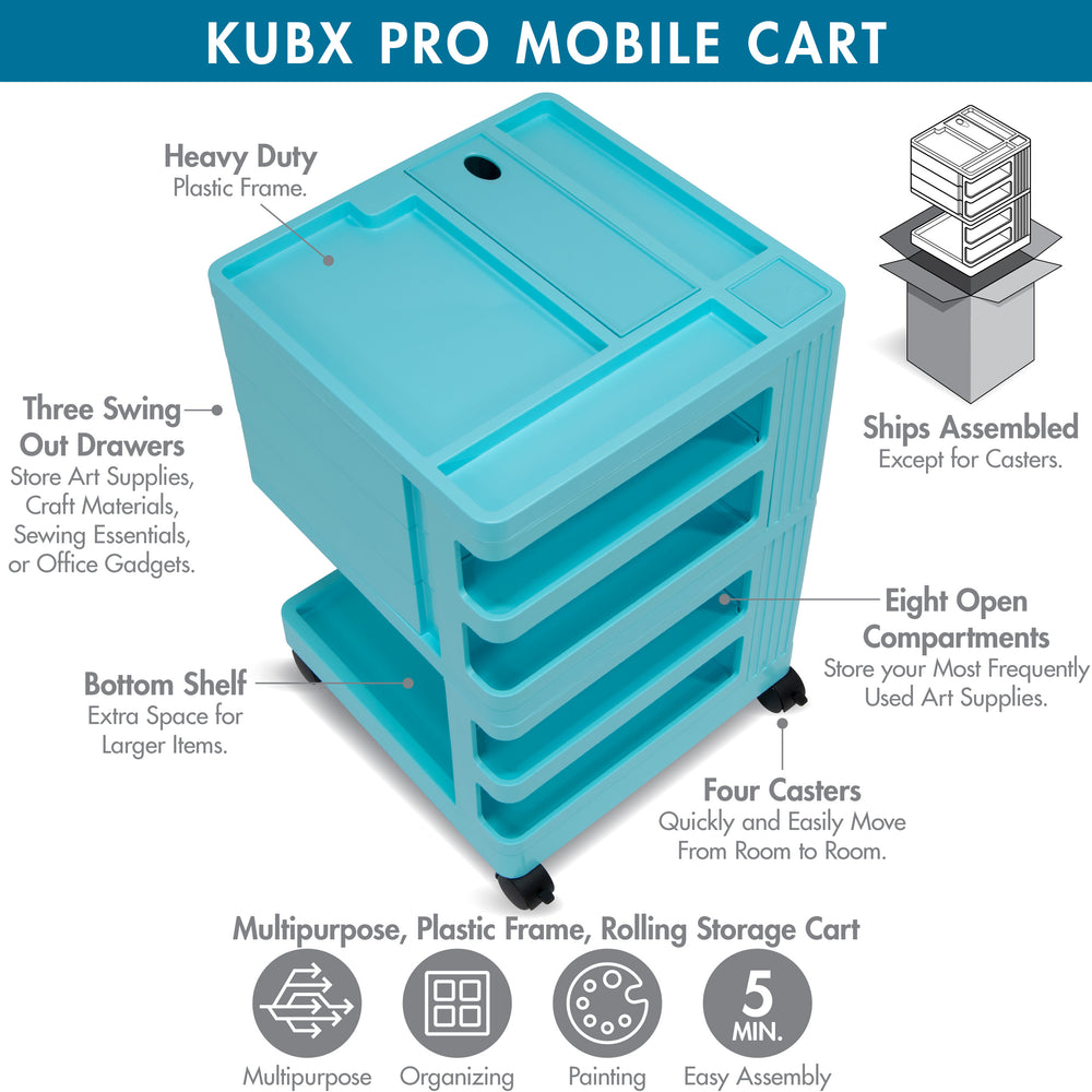 KUBX Pro Mobile Rotating 4-Sided Storage Organizer for Artists