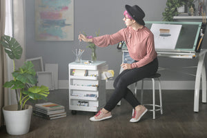 Kubx™ Rotating 4-Sided Mobile Storage Organizer with Glass Top, Multiple Compartments - 53100, 53101, 53102