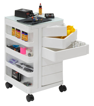 Kubx™ Rotating 4-Sided Mobile Storage Organizer with Glass Top, Multiple Compartments - 53100, 53101, 53102