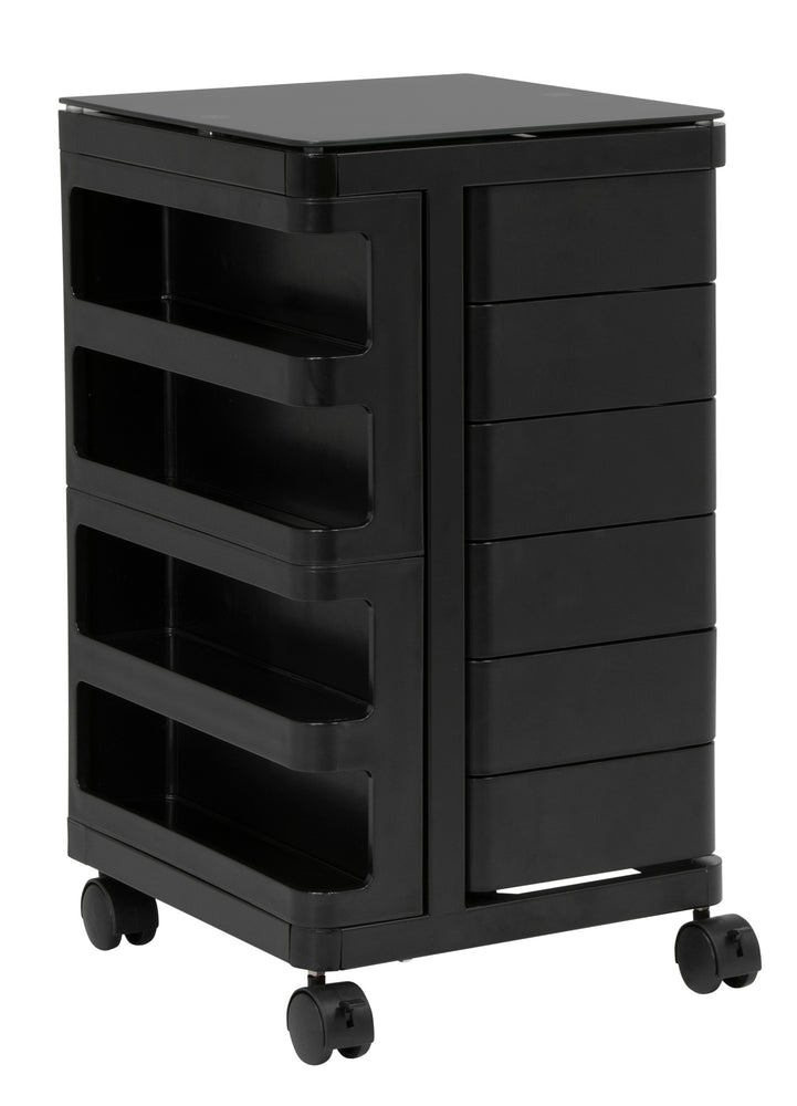 Kubx™ Rotating 4-Sided Mobile Storage Organizer with Glass Top, Multiple Compartments