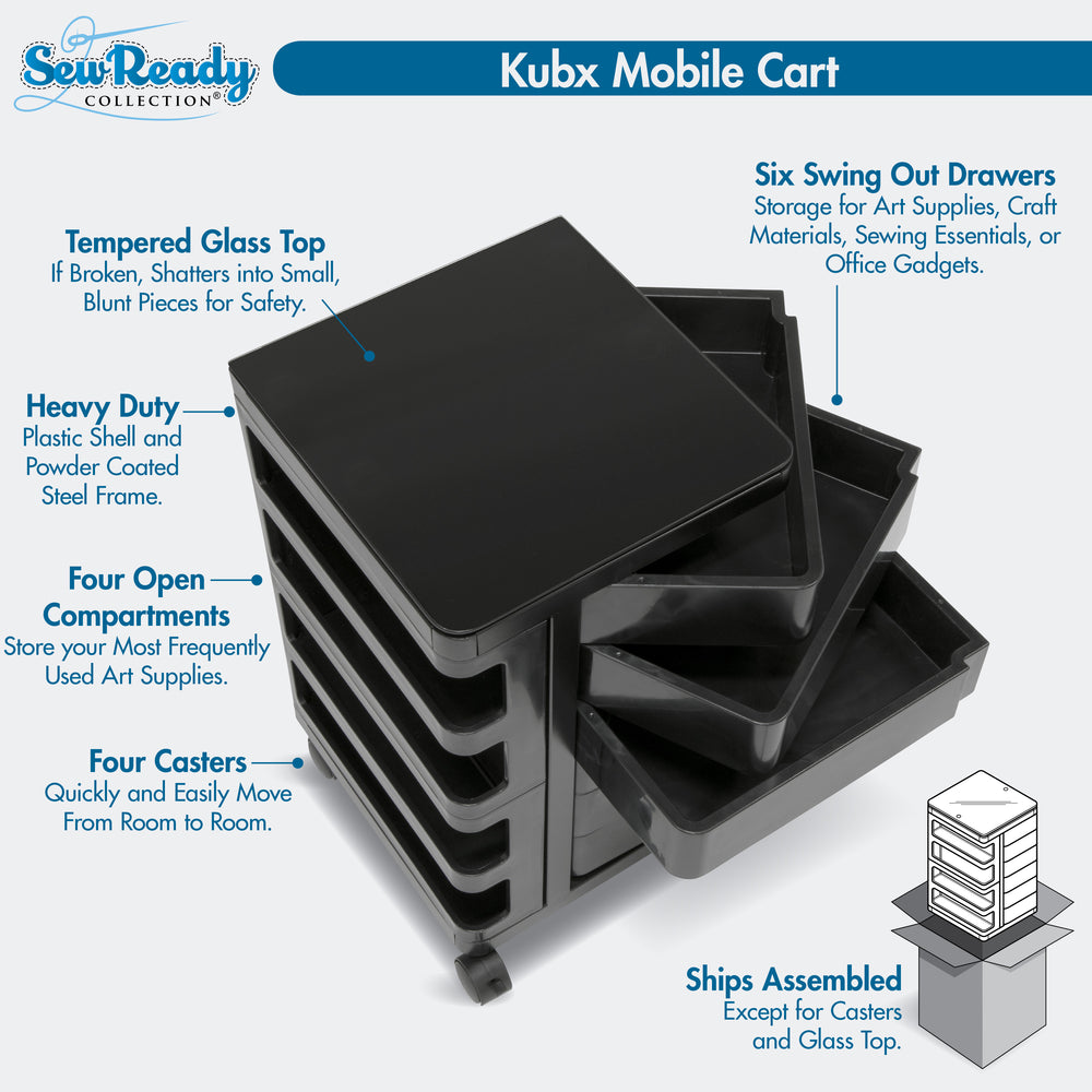 Kubx™ Rotating 4-Sided Mobile Storage Organizer with Glass Top, Multip ...
