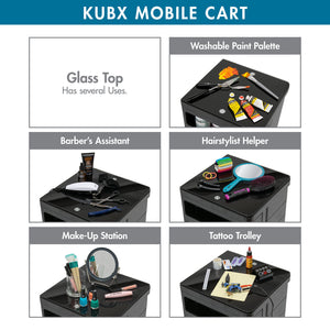 Kubx™ Rotating 4-Sided Mobile Storage Organizer with Glass Top, Multiple Compartments - 53100, 53101, 53102
