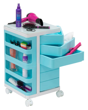 Kubx™ Rotating 4-Sided Mobile Storage Organizer with Glass Top, Multiple Compartments