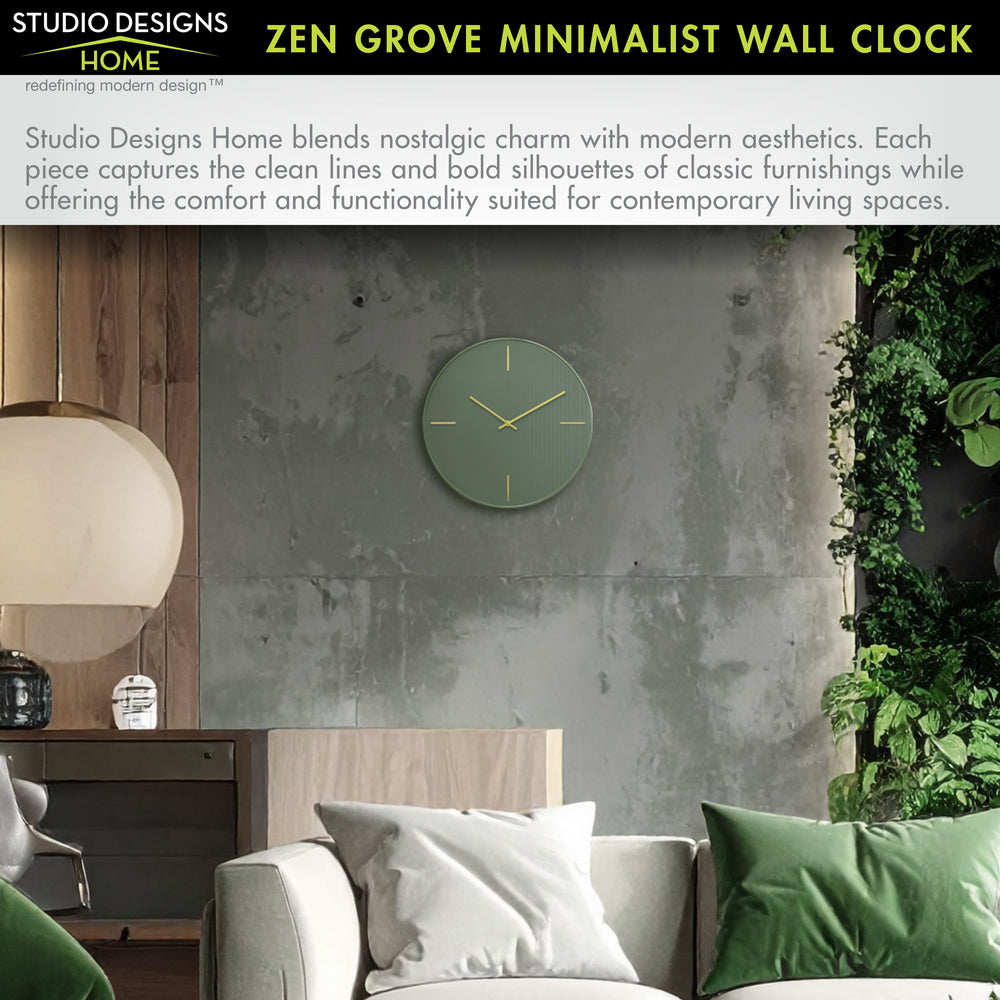 ZEN GROVE Minimalist Wall Clock, 15.75” Modern Green Wall Clock with G ...