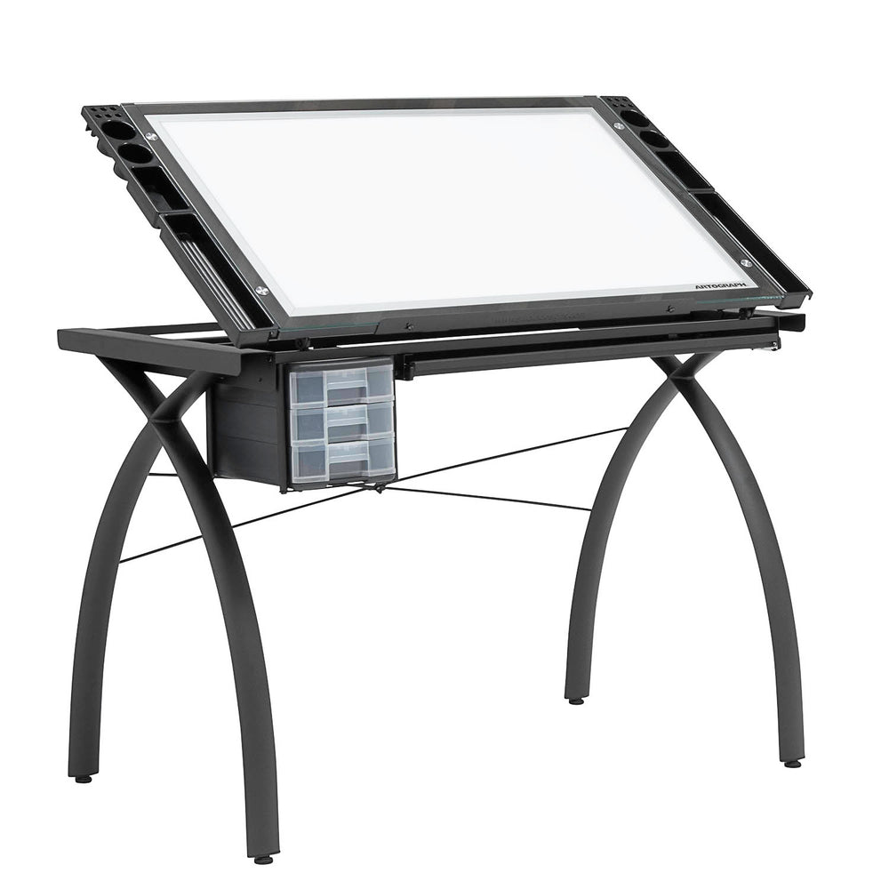 Futura Light Table For Artists with Adjustable Top, Storage and Dimmable Top