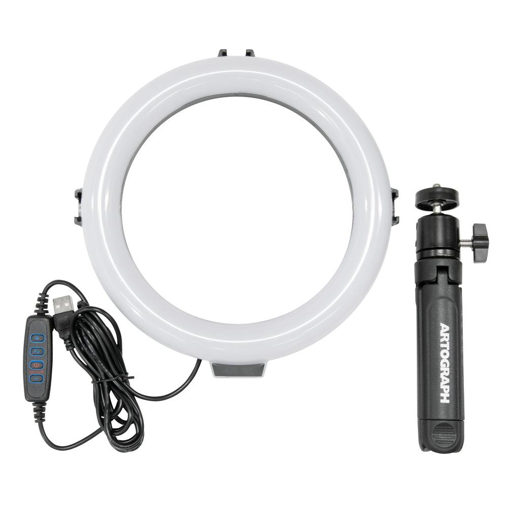 8-Inch Ring Light with Tabletop or Hand Held Tripod Stand and Phone Holder for Videos - 25600