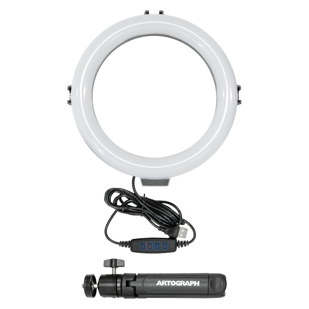 8-Inch Ring Light with Tabletop or Hand Held Tripod Stand and Phone Holder for Videos - 25600