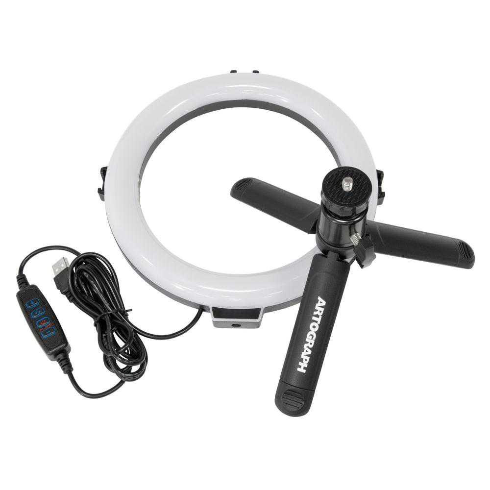 8-Inch Ring Light with Tabletop or Hand Held Tripod Stand and Phone Holder for Videos - 25600