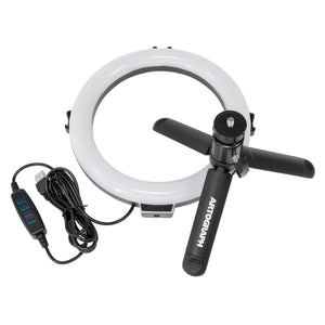 8-Inch Ring Light with Tabletop or Hand Held Tripod Stand and Phone Holder for Videos - 25600