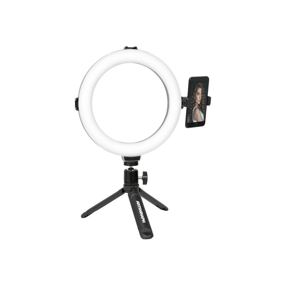 8-Inch Ring Light with Tabletop or Hand Held Tripod Stand and