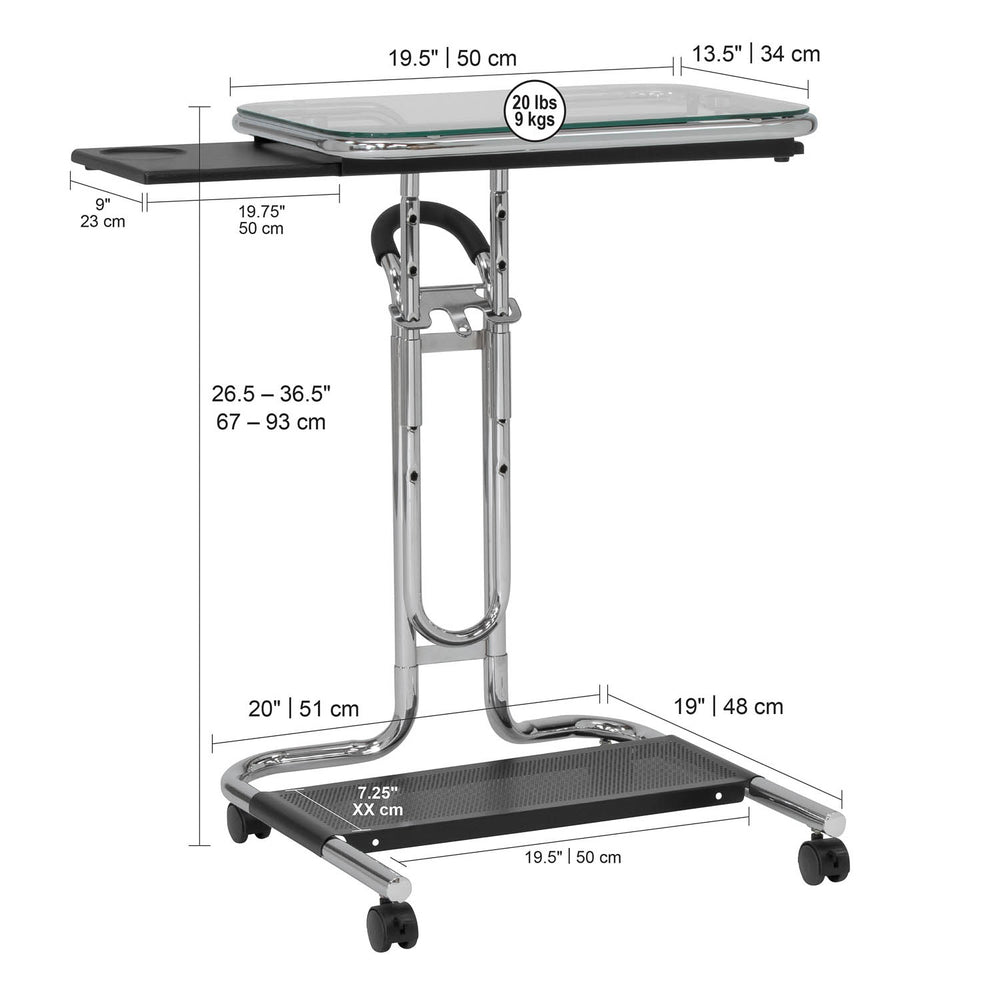 Laptop Cart Modern - Chrome/Clear Glass - 51201