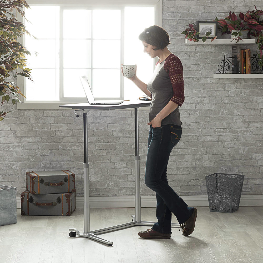 Sierra Height Adjustable Table Sit-to-Stand Desk with Wheels - Silver/Black