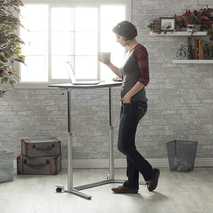 Sierra Height Adjustable Table Sit-to-Stand Desk with Wheels - Silver/Black - 51230