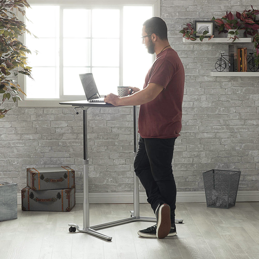 Sierra Height Adjustable Table Sit-to-Stand Desk with Wheels - Silver/Black