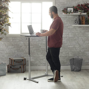 Sierra Height Adjustable Table Sit-to-Stand Desk with Wheels - Silver/Black - 51230