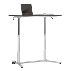 Sierra Height Adjustable Table Sit-to-Stand Desk with Wheels - Silver/Black