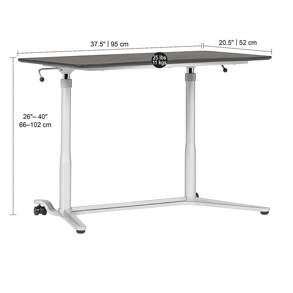 Sierra Height Adjustable Table Sit-to-Stand Desk with Wheels - Silver/Black